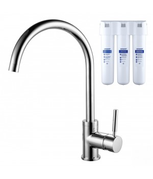 Смеситель для кухни с каналом для фильтрованной воды в комплекте с фильтром Аквафор Кристалл, L11021K