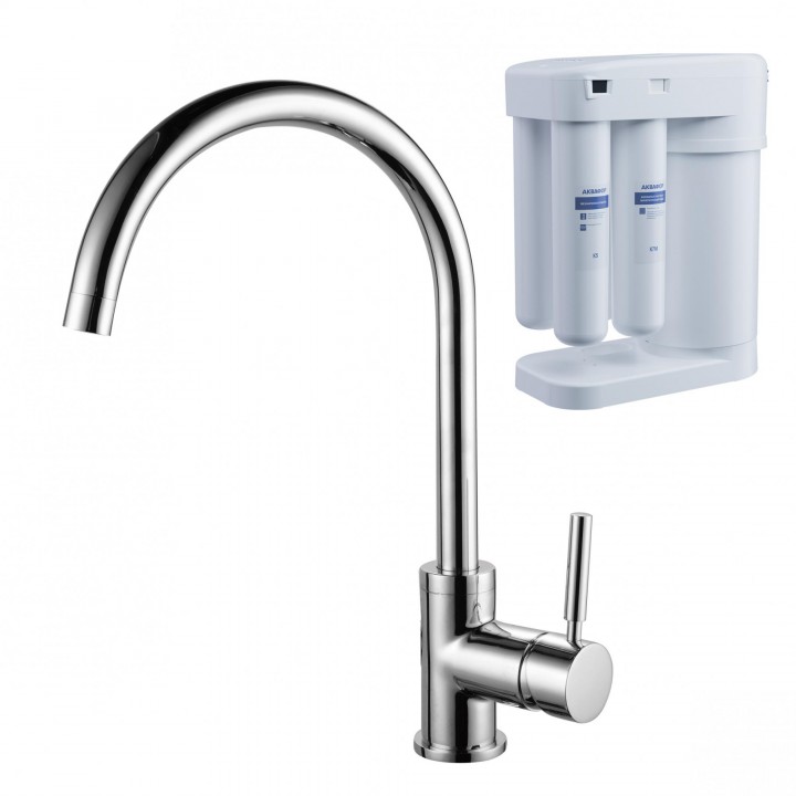 Смеситель для кухни с каналом для фильтрованной воды в комплекте с фильтром Аквафор Морион, L11021М