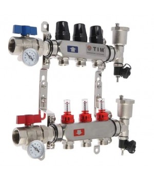Коллекторная группа Tim KAS5002 1", 2 выхода, нерж. сталь