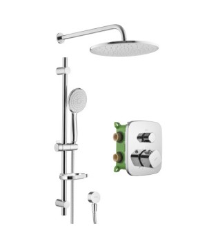 Душевой комплект со встраиваемым термостатическим смесителем (с монтажным боксом) и верхним душем Swedbe Platta 5556